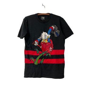 FTW Mens Black Red Embroidered Uncle Scrooge McDuck Piranha Plant Tshirt M